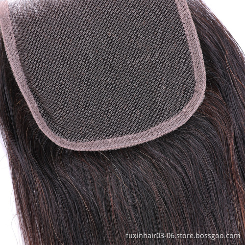 Virgin Hair 1B/4/30 Ombre Color Straight Angels Hair Weaves With Top Closure